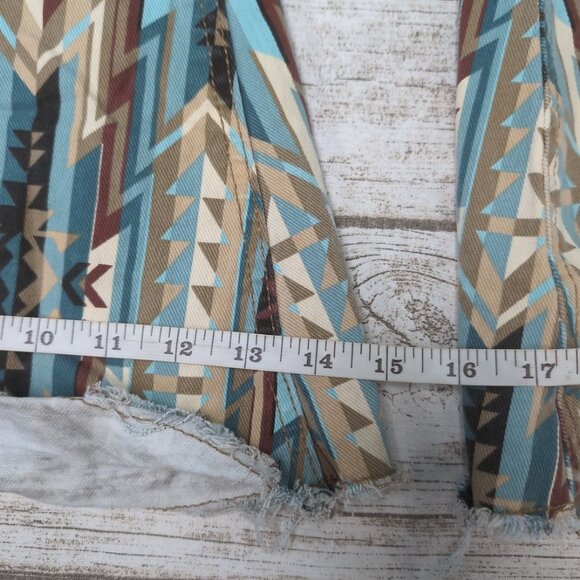 Rock & Roll Denim Ladies High Rise Blue/Brown Aztec Bell Bottom Jeans 28x34 - Picture 3 of 8